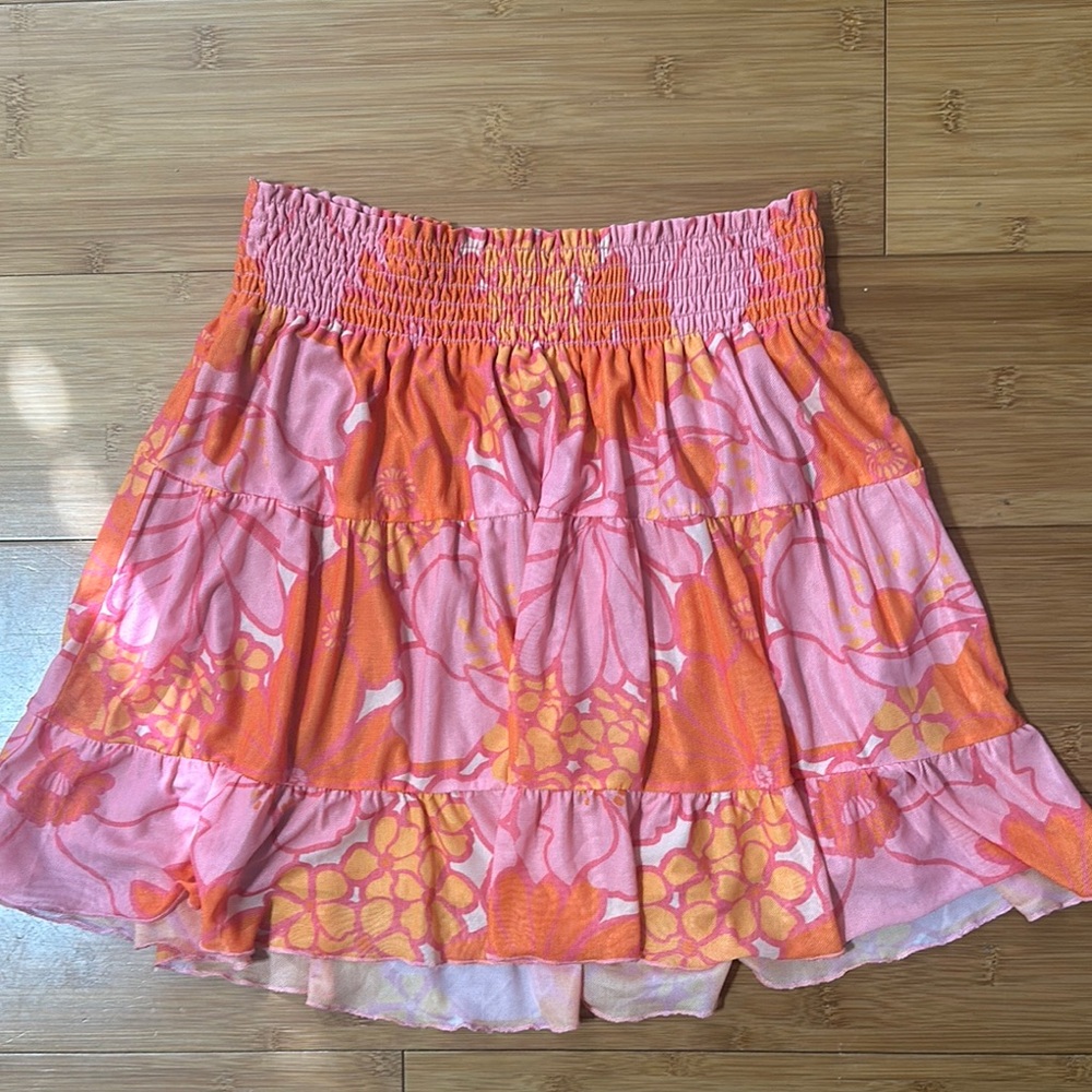 Show Me Your MuMu Pink and Orange Floral Mini Skirt
